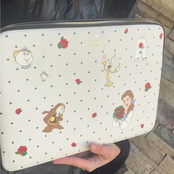 Authentic KATE SPADE Saffiano leather beauty & the beast laptop zip case - Picture 8 of 10